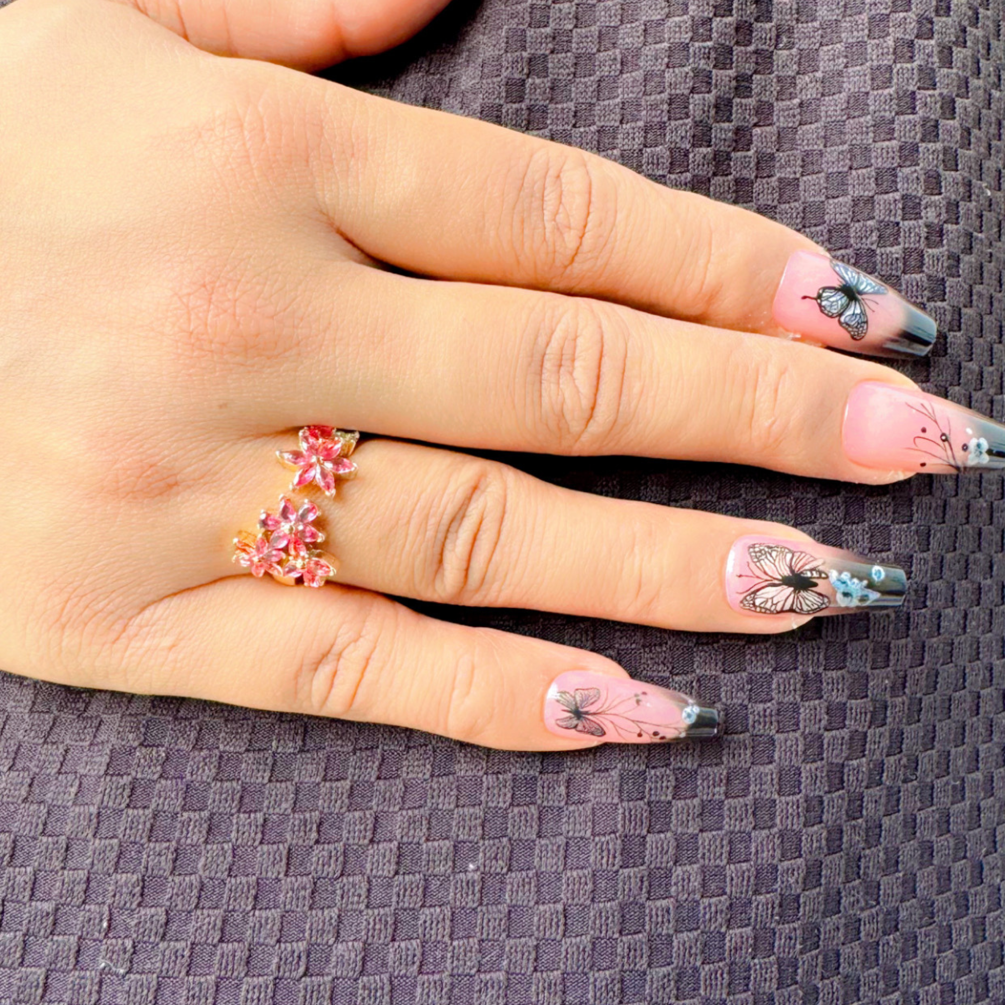 Double Blossom Natural Pink Sapphire Ring — 18K Yellow Gold