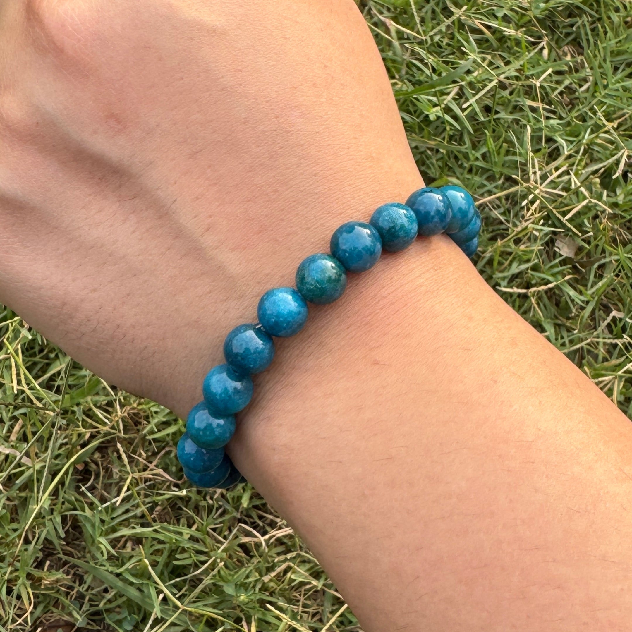 Natural Blue Apatite Bracelet 94 Carats 8.5mm 23 Beads
