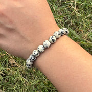 Natural Dalmatian Jasper Bracelet – 100 Carats Round Beads