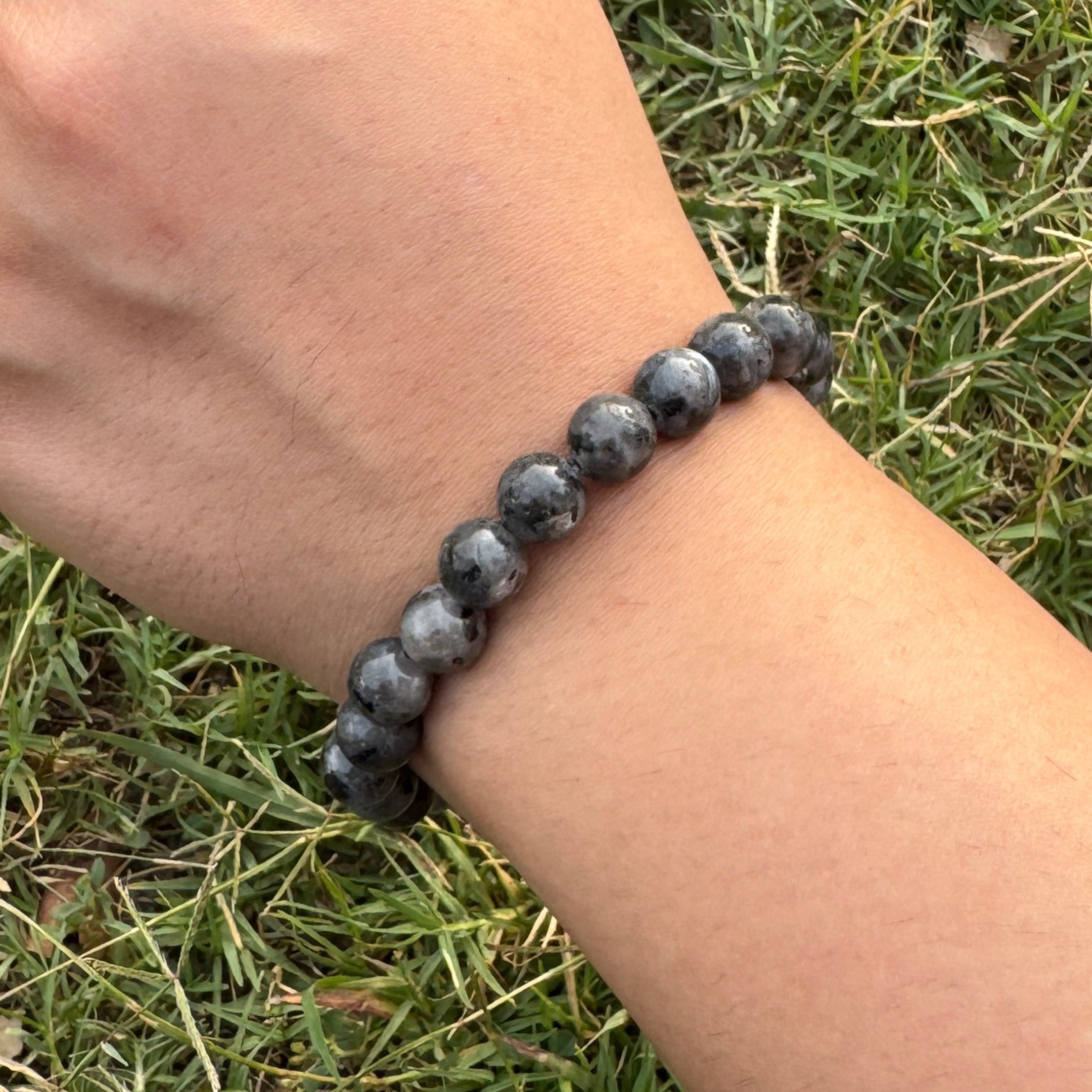 Natural Labradorite Stone Bracelet 8.5mm 103 Carats 24 Beads