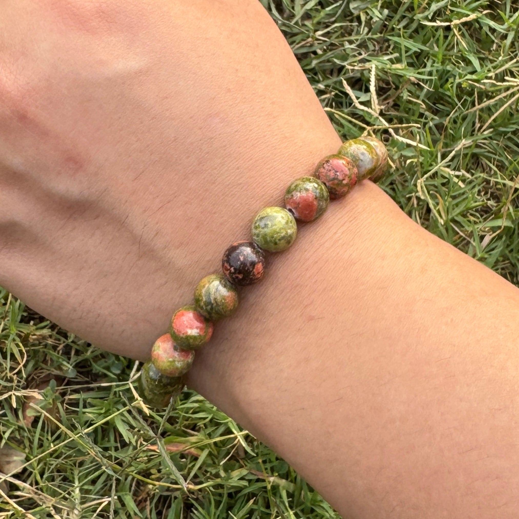 Natural Unakite Bracelet – 112 Carats Natural Beads