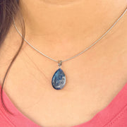 Natural Blue Sodalite Pendant with 925 Silver Chain