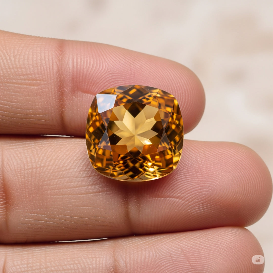 Natural Brown Topaz Stone 13.1 Carats Cushion Cut 13.78x11.51x7.34 mm