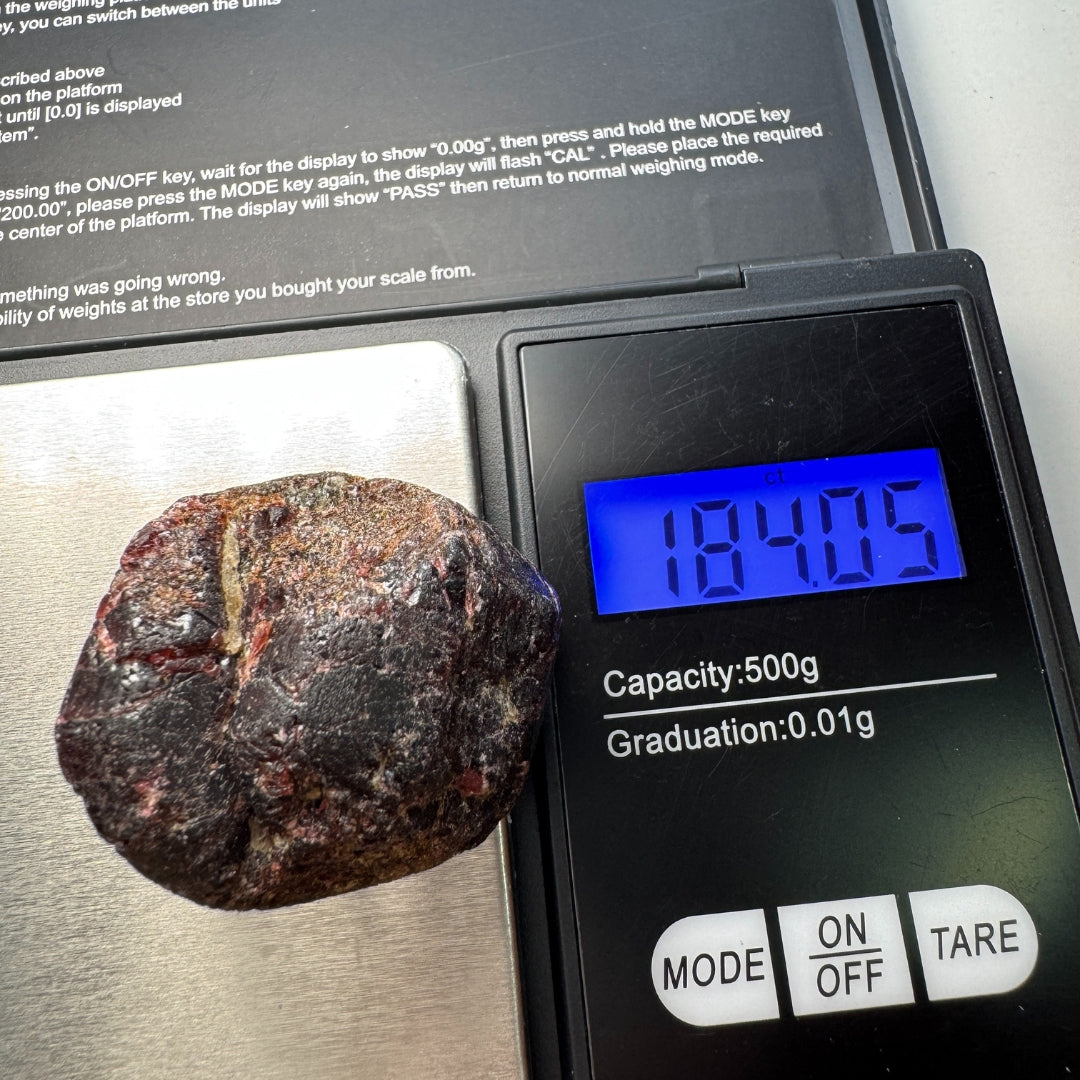 Natural Red Garnet Rough Specimen, 36 Grams (184 Carats), 32x20mm